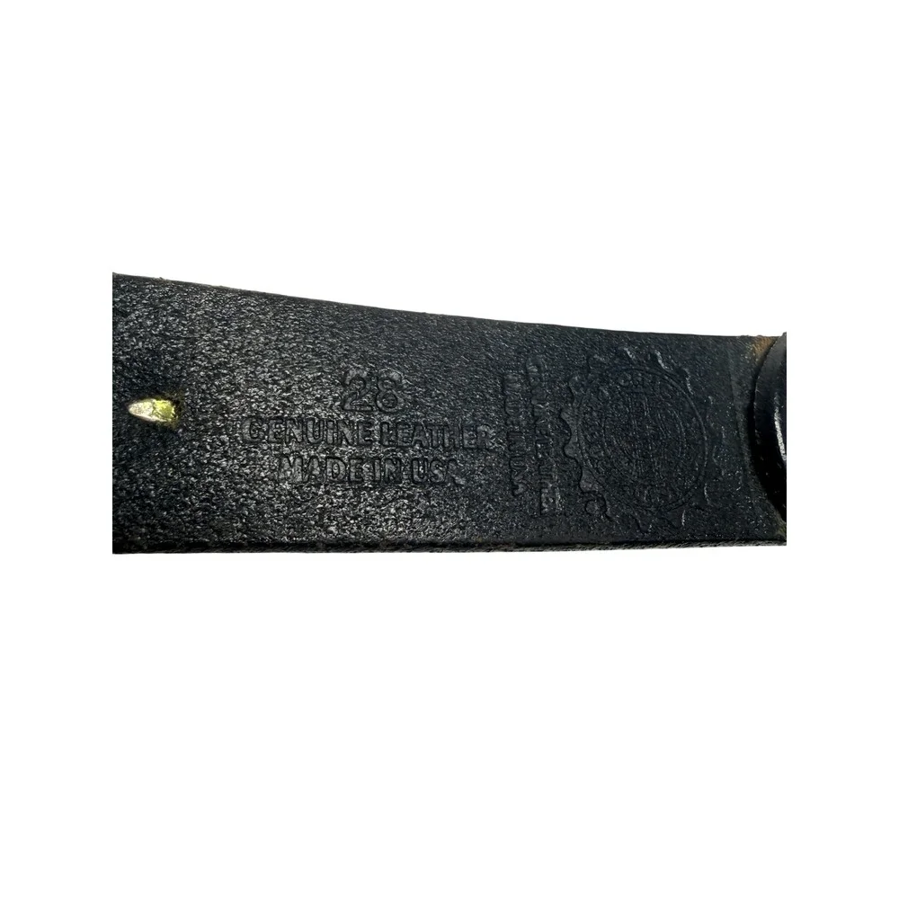 Harley-Davidson Womens Black Leather Studded Logo Belt Made in USA Size 28 -BG